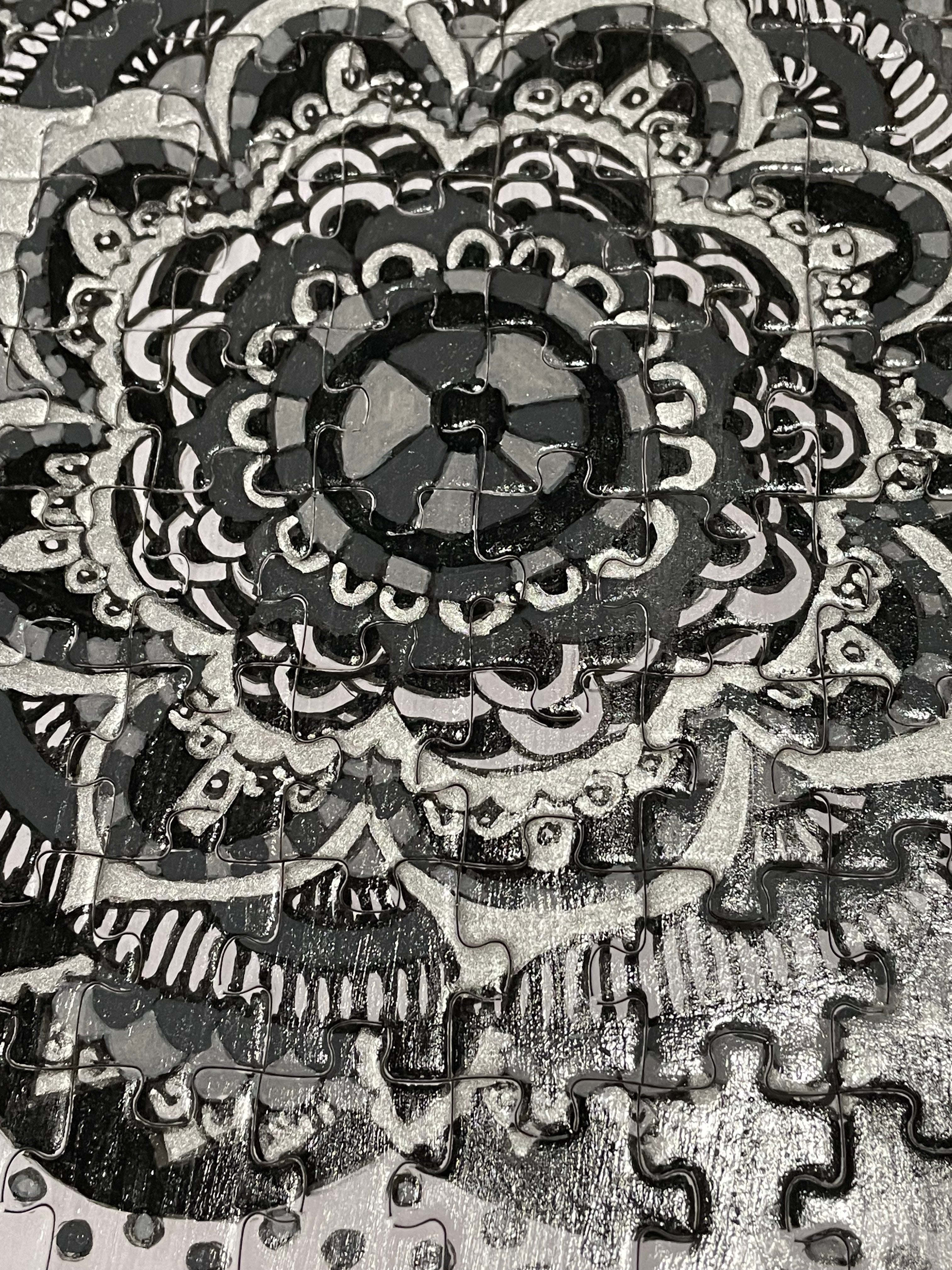 Monochromatic Mandala Jigsaw Puzzle